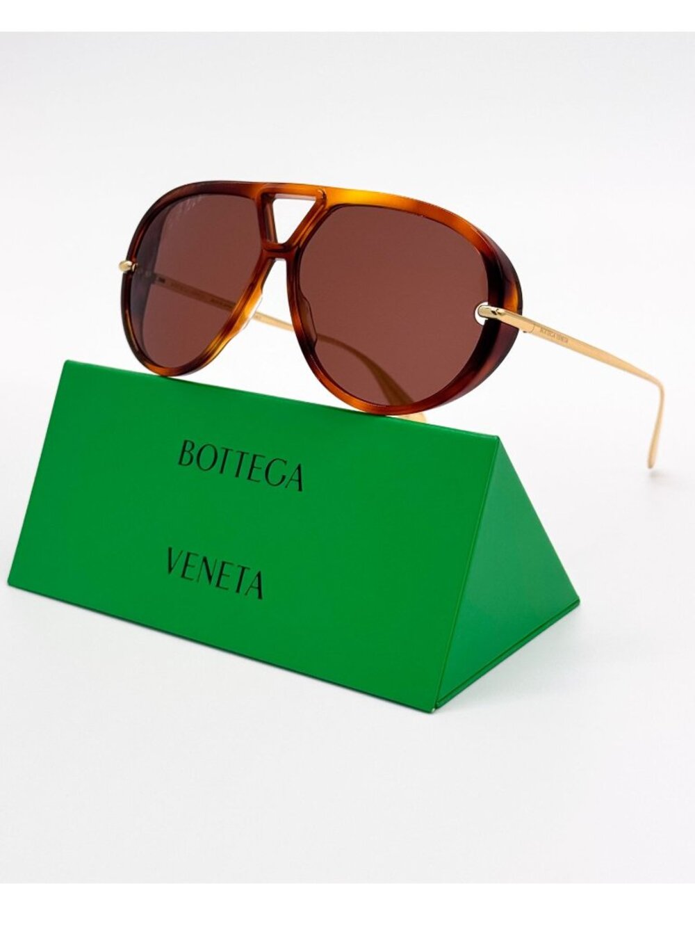 NWT Bottega Veneta BV1274S 003 Aviator Gold Brown Unisex Sunglasses